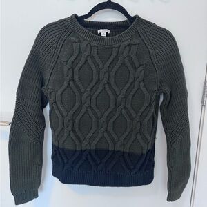 GAP Cable Knit Crewneck Sweater - Olive and Black